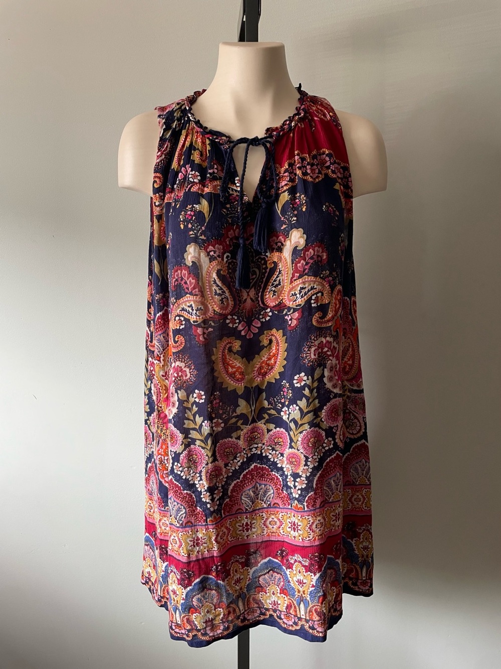 Papa Vancouver Paisley Floral Mini Dress Tassel Boho Art Deco Eclectic Festival